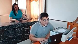 MY CUCK HUSBAND WORKS WHILE STEPSON FUCKS MY ASIAN PUSSY KITCHEN