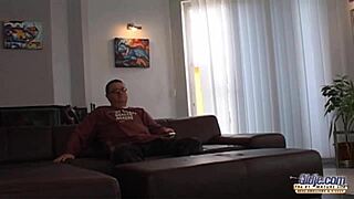 Young wife kneels swallows grandpa cum after hardcore pussy bang