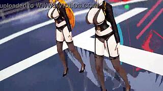 Killer Lady Eri Rina and Alice in Black Sheer Lingerie Tease