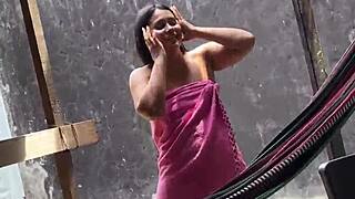 Boldly paying curvy Colombian neighbor for wild outdoor tit flashing fuck