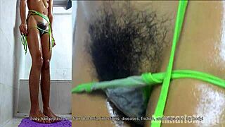oiling hairy pussy tempts shave skip