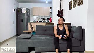 roommate's juicy big clit pussy tempts me over xbox play