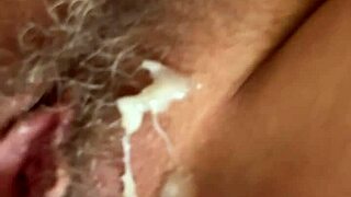 hairy milf pussy gets slowmo closeup cock pounding