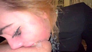 sloppy deepthroat gagging leads to massive cumshot