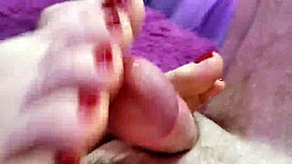 russian bride's mature handjob footjob tempts groom