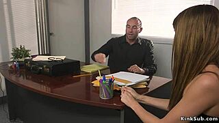 sexy babe bound and gagged takes rough anal from lawyer