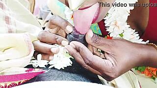 Indian saree housewife cheats with dirty blowjob and telugu talk