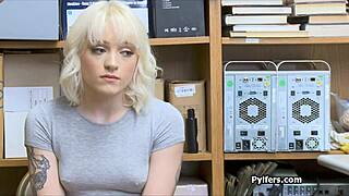 guard fucks horny pierced blonde teen hard in office