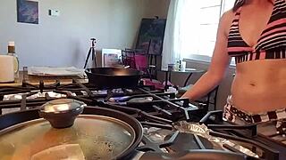 aurora willows tempts with clean eating and shaved pussy tease