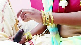 Indian saree housewife cheats with dirty blowjob and telugu talk