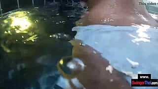 thai teen gf rides european cock in pool