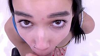 cutie with braces swallows stepdad's hot cum!