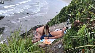 brazilian couple caught anal fucking on public beach