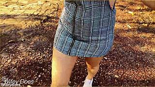 Oops, heading out without panties flashing my smooth shaved pussy