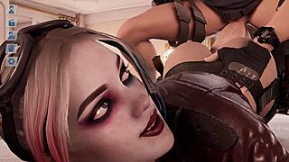 harley quinn impaled by mutated cock in 3d hentai