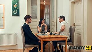 brunette cheats on bf next room with daddy