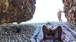 flashing pussy on nudist beach leads to risky public fuck