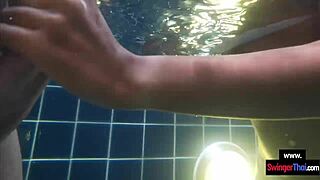 thai teen gf rides european cock in pool