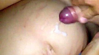 massive cumshot floods big pregnant belly after intense pussy fingering