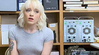 guard fucks horny pierced blonde teen hard in office