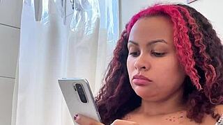 Chubby Latina's Gassy Morning Toilet Farts Outdoors