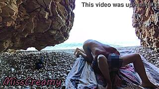 flashing pussy on nudist beach leads to risky public fuck