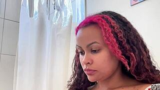 Chubby Latina's Gassy Morning Toilet Farts Outdoors