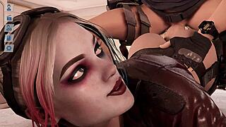 harley quinn impaled by mutated cock in 3d hentai