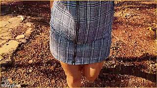 Oops, heading out without panties flashing my smooth shaved pussy