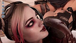 harley quinn impaled by mutated cock in 3d hentai