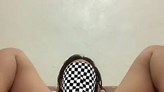 horny filipina fingers her wet pussy post shower homemade