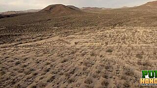 ashton haze delivers horny public handjob in desert outdoors