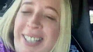 Flashing big tits to passing truck drivers