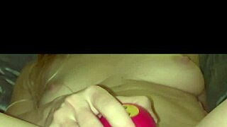 cute blonde milf squirts hard post-bath fingering her juicy clit close-up