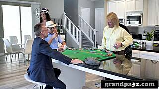 kinky old guys ravage busty young teen after poker game