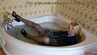 horny sophia smith flashes wet panties in college uniform