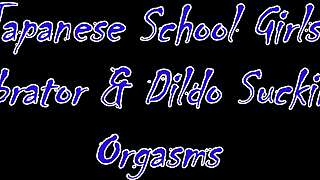 japanese schoolgirls suck dildos vibrators deepthroat orgasms