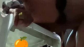 tranny in lingerie rides dildo to wild excitement