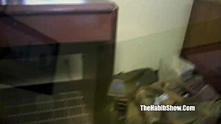 Petite chocolate babe sucks dick then gets pounded!