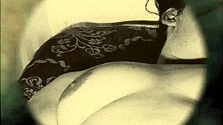 Vintage bizarre retro film: hairy pussy fucking in antique lantern style diaries.