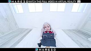 japanese teen minami sato moans hard in bed vr fuck