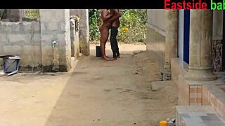 african bbony girlfriend gets fucked doggystyle by landlord during bath