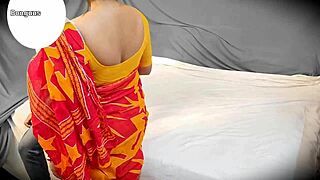 Indian bhabhi bends for delivery boy doggy in saree
