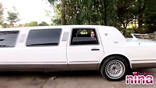 lesbian nina teases perfect latina body in limousine ride