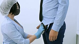 nurse boldly milks huge cock prostate for sperm explosion