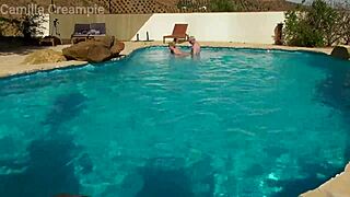 Huge Tits Mature Blonde Deepthroats In Outdoor Pool Holiday Fuck