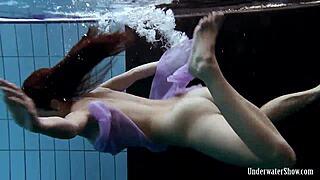 Hey, can you handle Aneta's big tits in purple dress underwater pool dive?