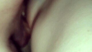 banging skinny wife in pink panties creampie her tight pussy