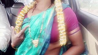 indian housewife dirty talks car sex with daddy in law