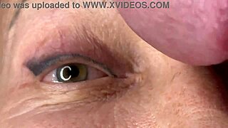 Mature Lady Takes Huge Face Cum Load Right On Her Eyes Closeup